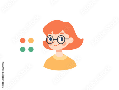Girl with Glasses and Color Palette