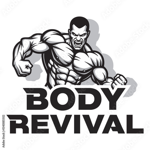 "Body Revival" Aggressive Bodybuilder Vector Icon Set - Transformation & Fitness Theme
