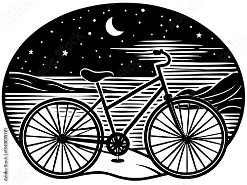 Lone Bicycle at Sunset – Silhouette on the Bay

