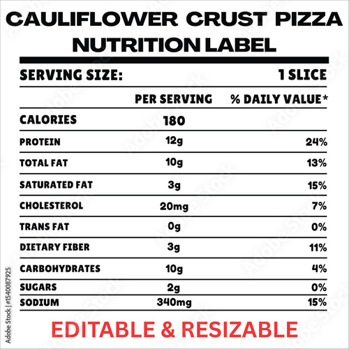 Cauliflower Crust Pizza Nutrition Facts