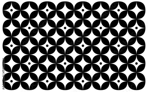 black and white seamless pattern. Indonesian ethnic style batik background, simple and monochromatic. Features a repeating floral geometric pattern, perfect as a classic backdrop. Floral background