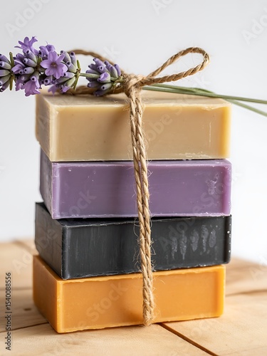 Artisan Handmade Soap Set Lavender, Purple, Charcoal & Honey
