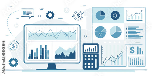 Business people network with social communication icons, a vector illustration set of diverse user avatars and team management symbols