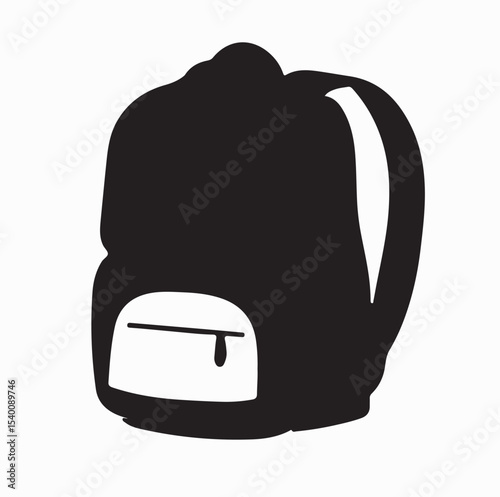 Classic Backpack with Front and Side Pockets Vector Silhouette Illustration
