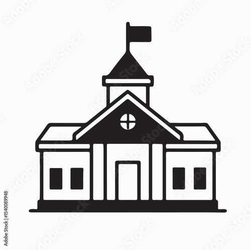 School building icon illustration