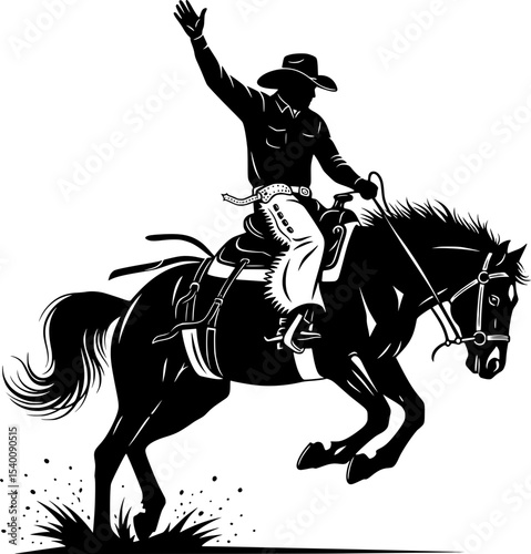 Cowboy on Wild Horse, rodeo rider