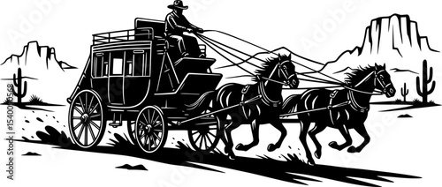  Vintage Stagecoach Silhouette