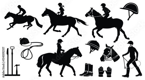 Horse Riding and Equestrian Gear Silhouette Collection