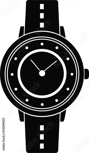 Simple silhouette vector of wristwatch with round face