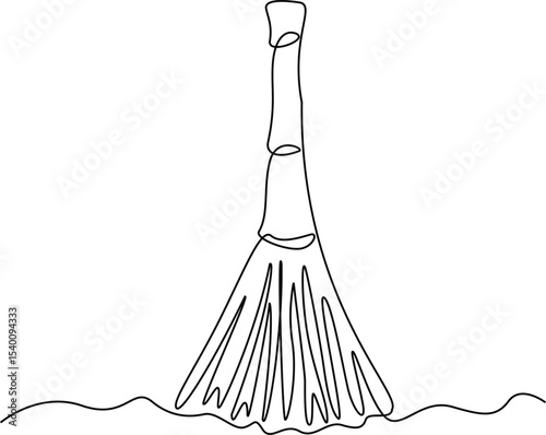 Continuous one line broom, Broom one line illustration