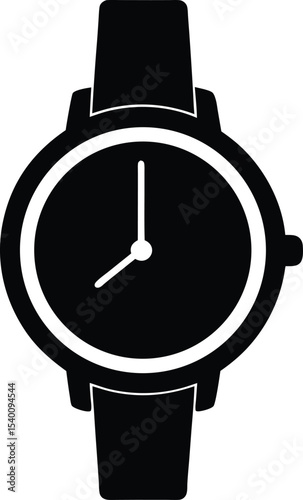 Bold outline wristwatch vector with classic clean design