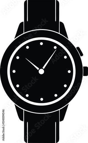 Stylish wristwatch silhouette vector with minimalist design