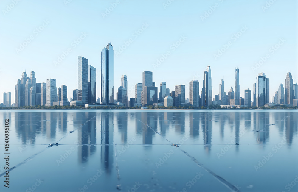Fototapeta premium City Skyline Reflection Landscape