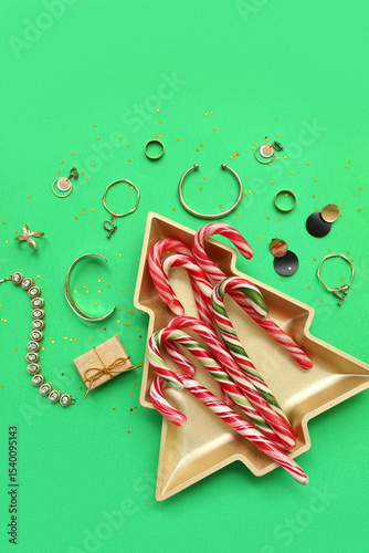 Christmas candy canes and g...