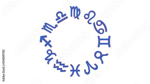 Set zodiac signs on white background. Isolated 3D illustration