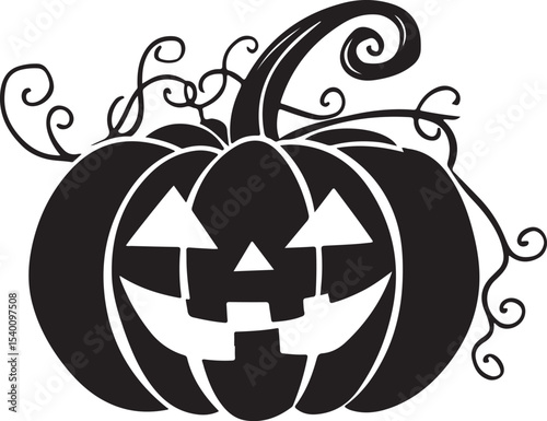 Pumpkin black silhouette Isolated vector illustration on white background