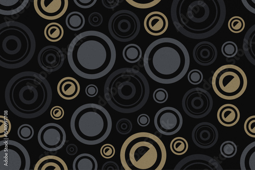 Bold concentric circle artwork with rings tracery seamless patterns in earthy dark colors