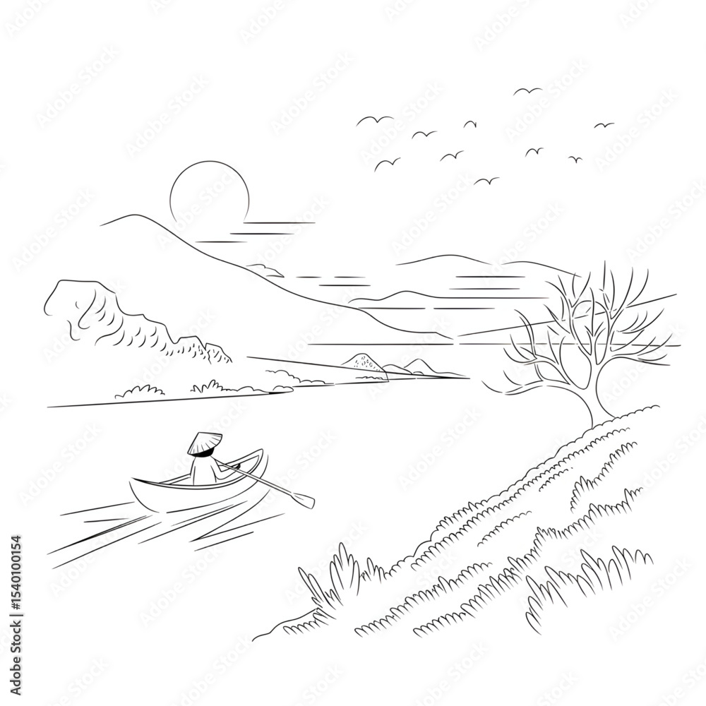 Fototapeta premium winter landscape vector illustration