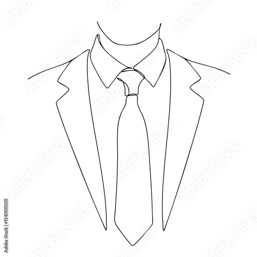 Man in suit and tie vector line art illustration, clean business outfit outline for professional use