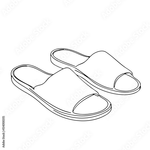 Vector line art of a pair of minimalist slide sandals with open toes Father's Day design