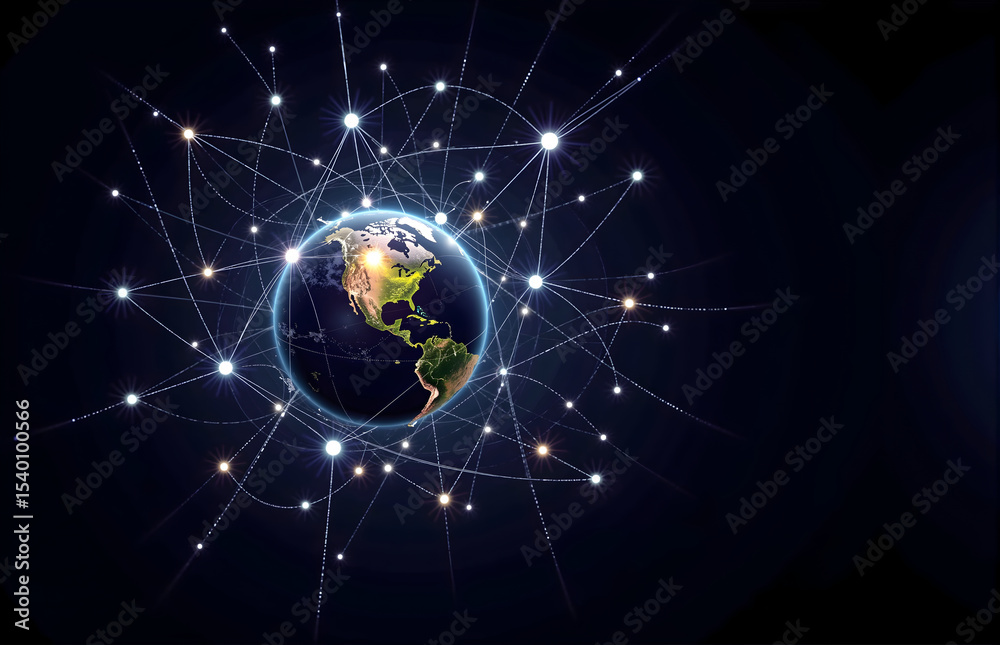 Obraz premium Earth Network Tech Connection