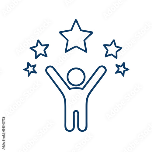 Achievement Celebration Icon Featuring Person and Stars for Corporate Recognition of Individual Success