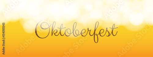 Oktoberfest banner with beer foam and inscription. Horizontal Beer background.