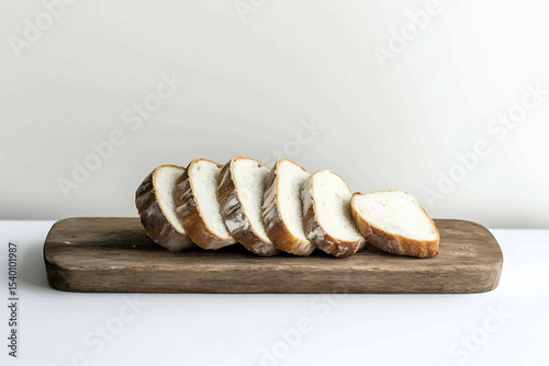 Sliced Bread on Wooden Cutting Board on Transparent Background