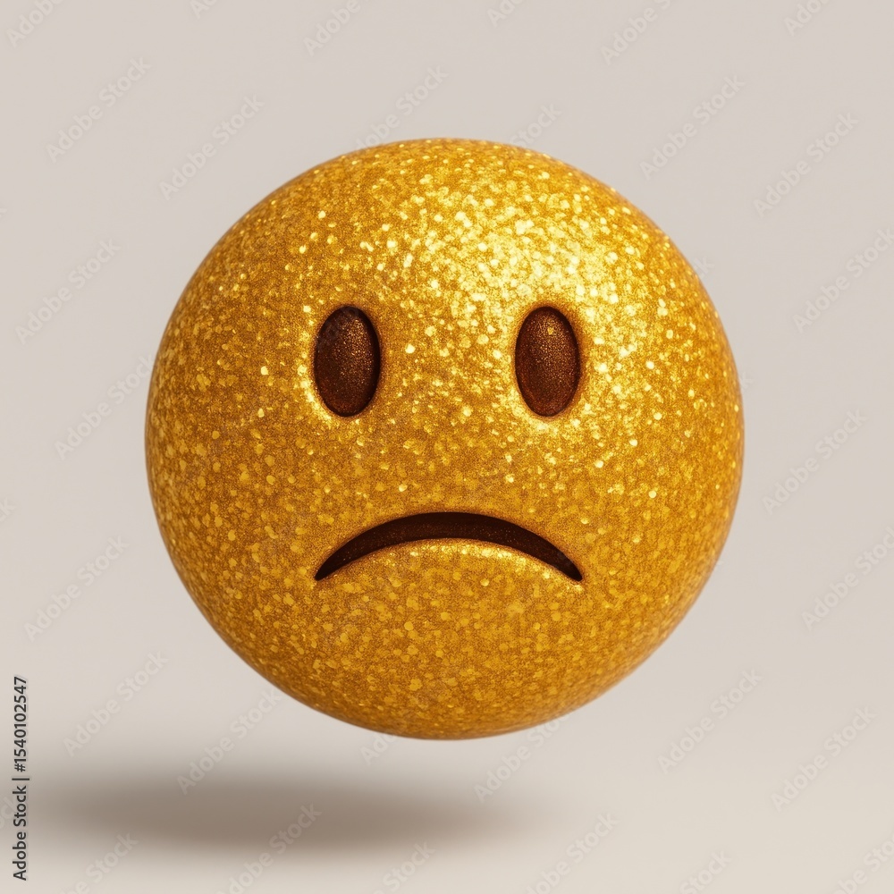 Fototapeta premium Glittery sad emoji illustration