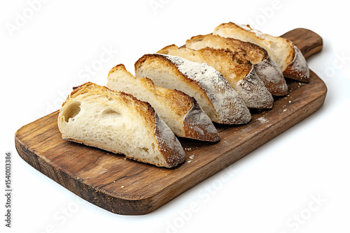 Sliced Bread on Wooden Board Isolated on Transparent Background