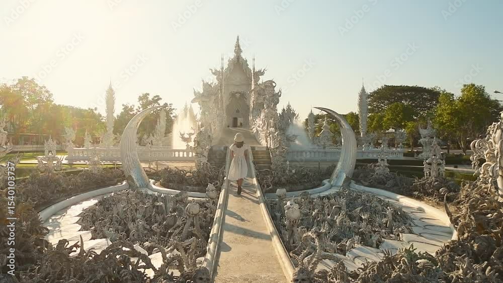 Chiang Rai, Thailand - 2024:Woman crossing Bridge of the Cycle of ...
