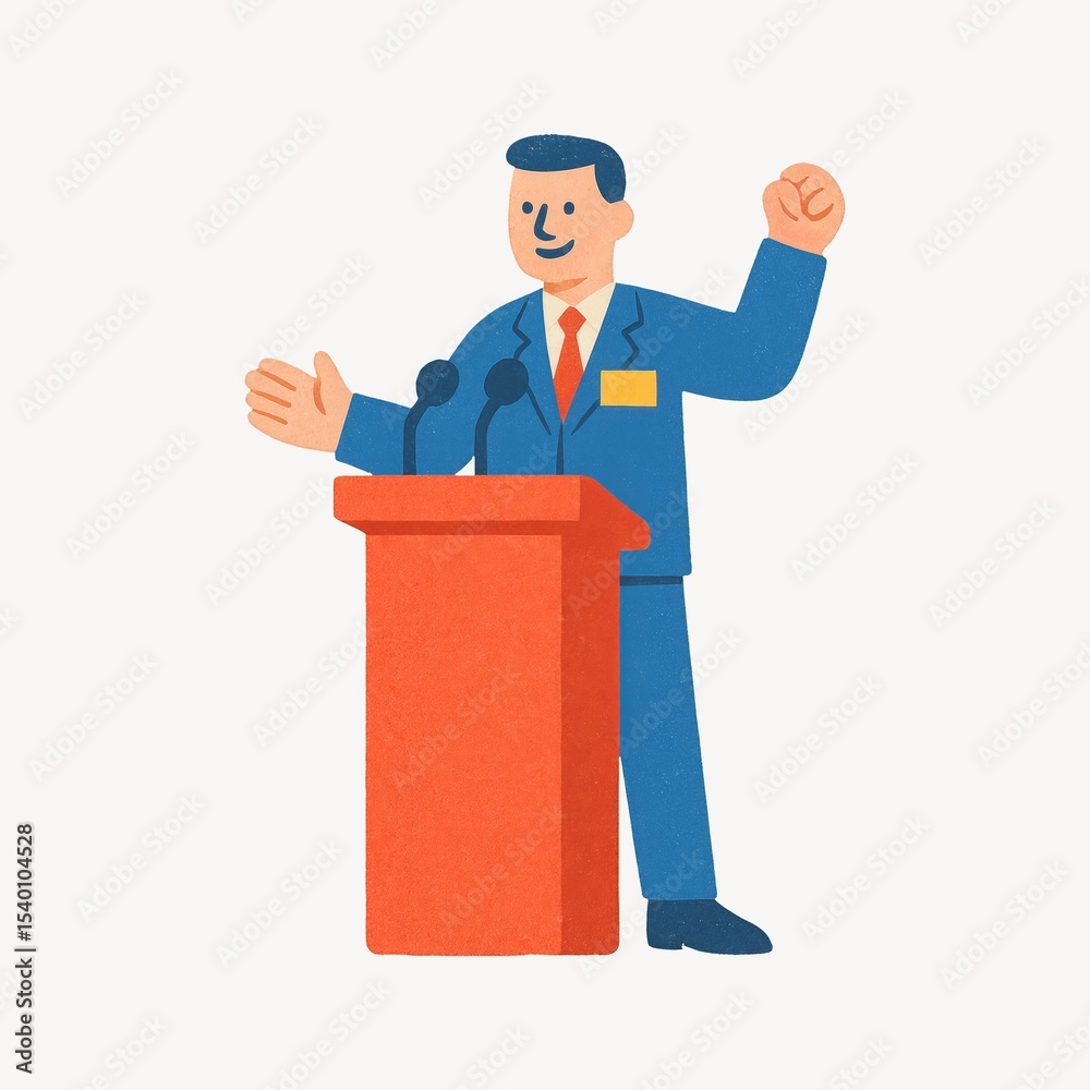 Obraz premium Animated speaker at podium