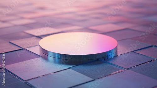 Chip Wafer. Iridescent Silicon Microchip Manufacturing Process for Processor and Die Design