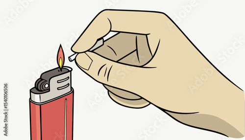 A hand lighting a lighter with a thumb