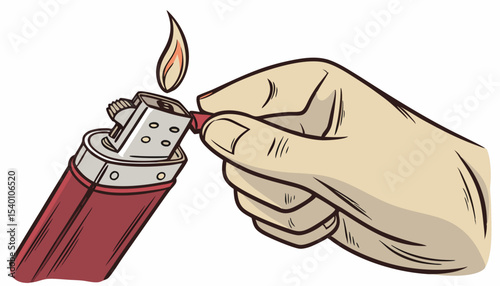 A hand lighting a lighter with a thumb
