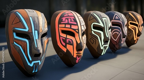 Futuristic Tribal Masks: 3D Models