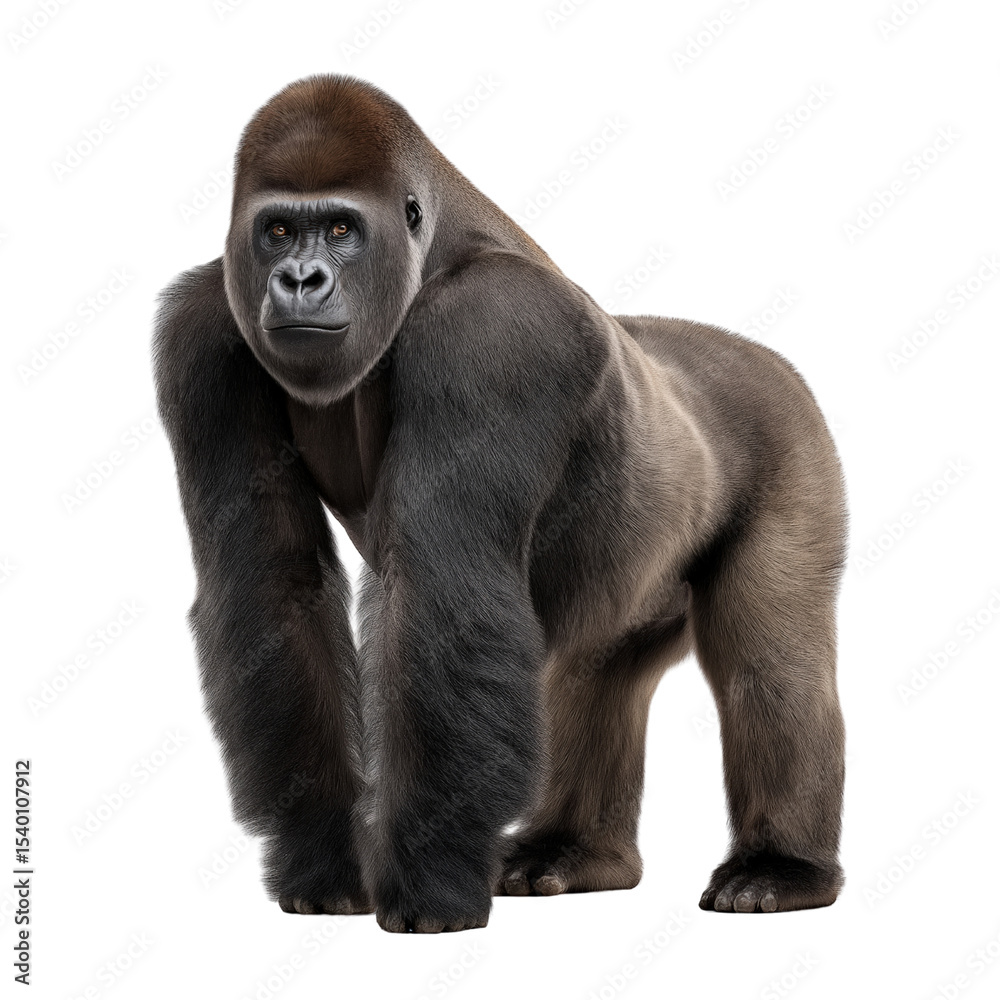 Obraz premium Giant Gorilla The King of Primates on isolated background, generative ai