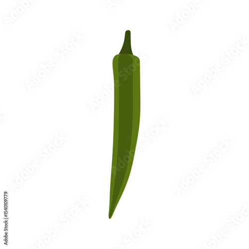 Okra vegetable flat design vector illustration isolated on white background. Okra Vegetable Vector Art for Farm and Market Designs