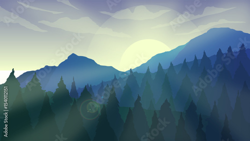 Sunrise tropical forest landscape background