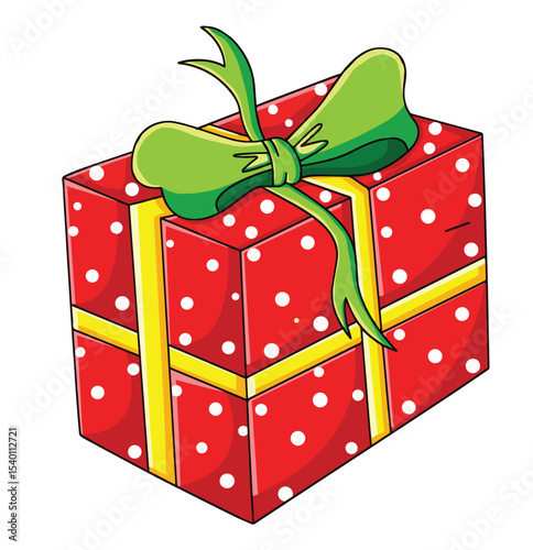 Cute cartoon hand drawn vector Christmas present clipart.