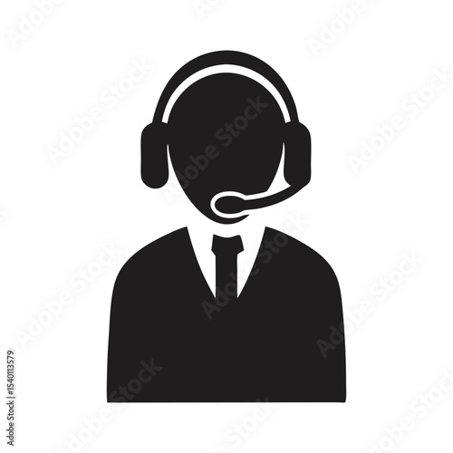 A friendly customer service representative with a headset provides support, symbolizing effective business communication call center agent with headset silhouette icon