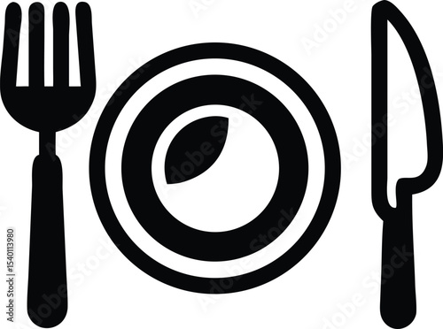 Plate fork and knife icon