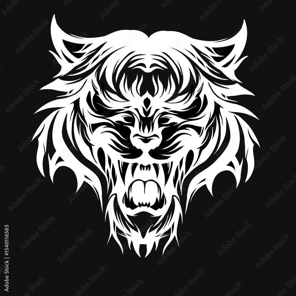 Fototapeta premium Tiger head design tribal tattoo