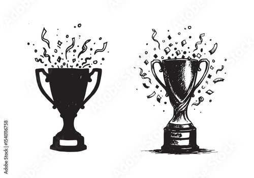 Trophy Silhouette Vector Illustration for Sports and Award Design
