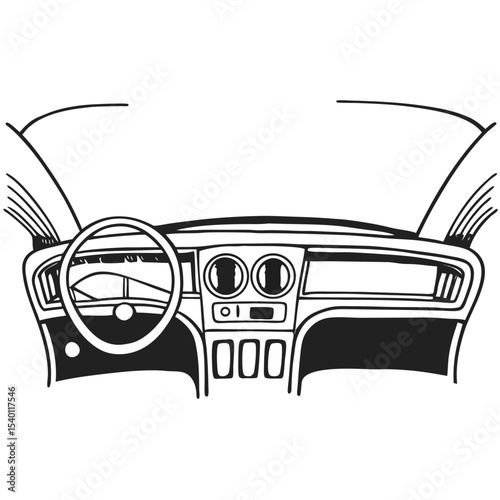 Car Dashboard Vector Illustration Vehicle Interior Design Graphic