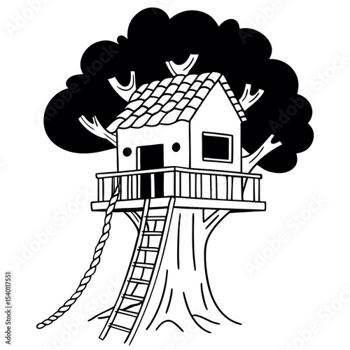 Treehouse Illustration Vector Playful Childhood Design