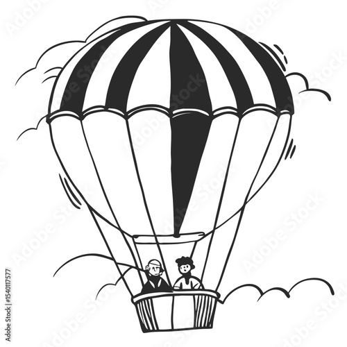 Whimsical Hot Air Balloon Flight Vector Illustration
