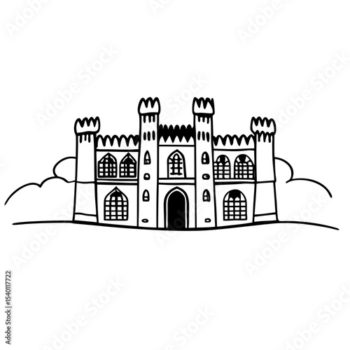 Hand Drawn Castle Vector Illustration Medieval Architecture