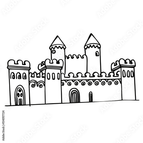 Hand Drawn Castle Vector Illustration Fairytale Design