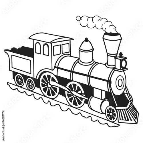 Vintage Steam Train Vector Illustration Railroad Locomotive Art